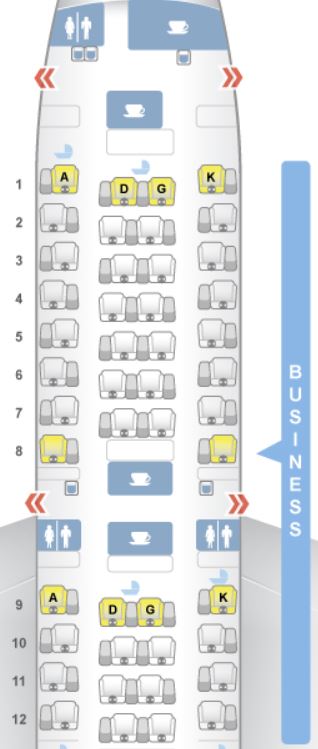South African Airways A330-300 business class seat map