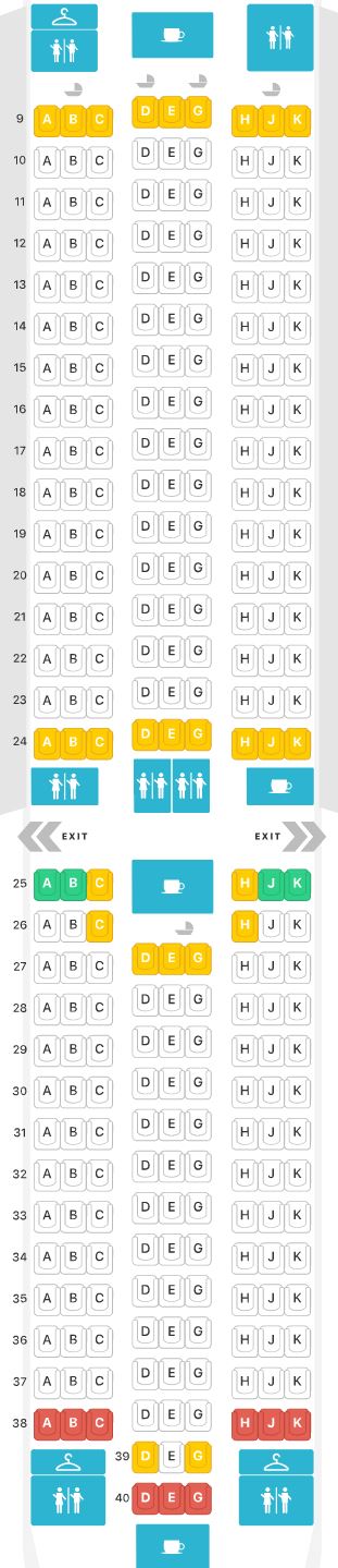 Turkish Airlines 787-9 economy class seat map