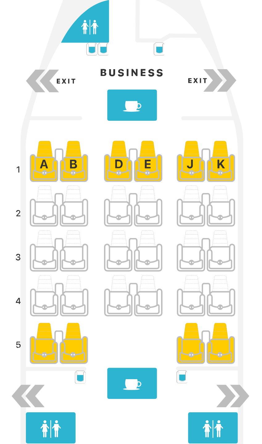 Turkish Airlines A330-300 business class seat map