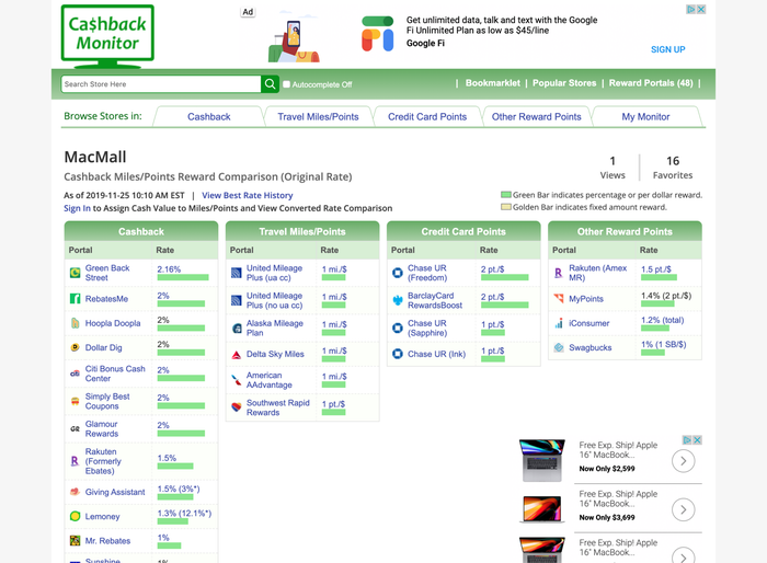 Use eBates To Find Portal Earning Rates