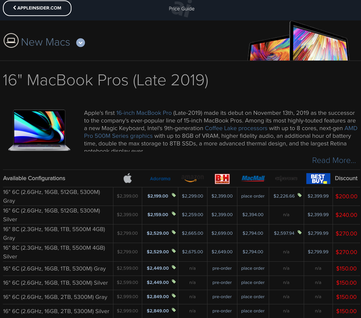 Viewing The Apple Insider Prices Page For A MacBook Pro