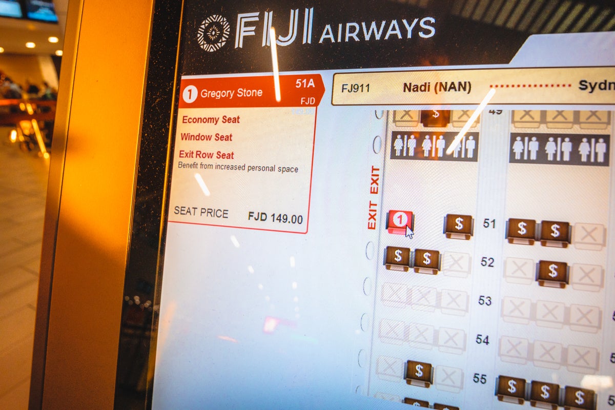 Fiji Airways Check-In Seat Selection