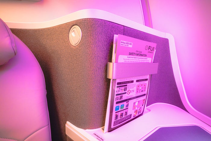 Fiji Airways Airbus A350 Reading Light and Literature Pocket