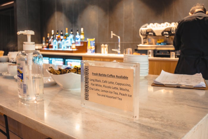 Fiji Airways Premier Lounge Barista at the Tendered Bar