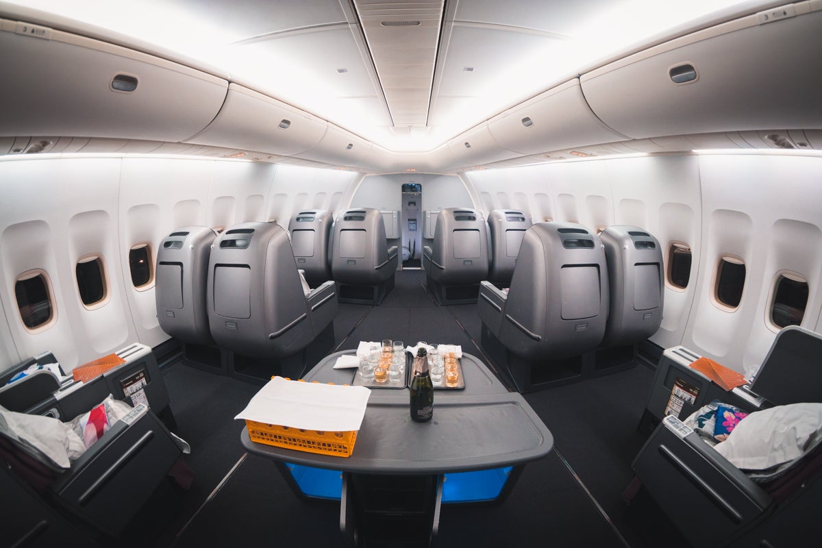 Qantas Boeing 747 Business Class Forward Cabin from Rear