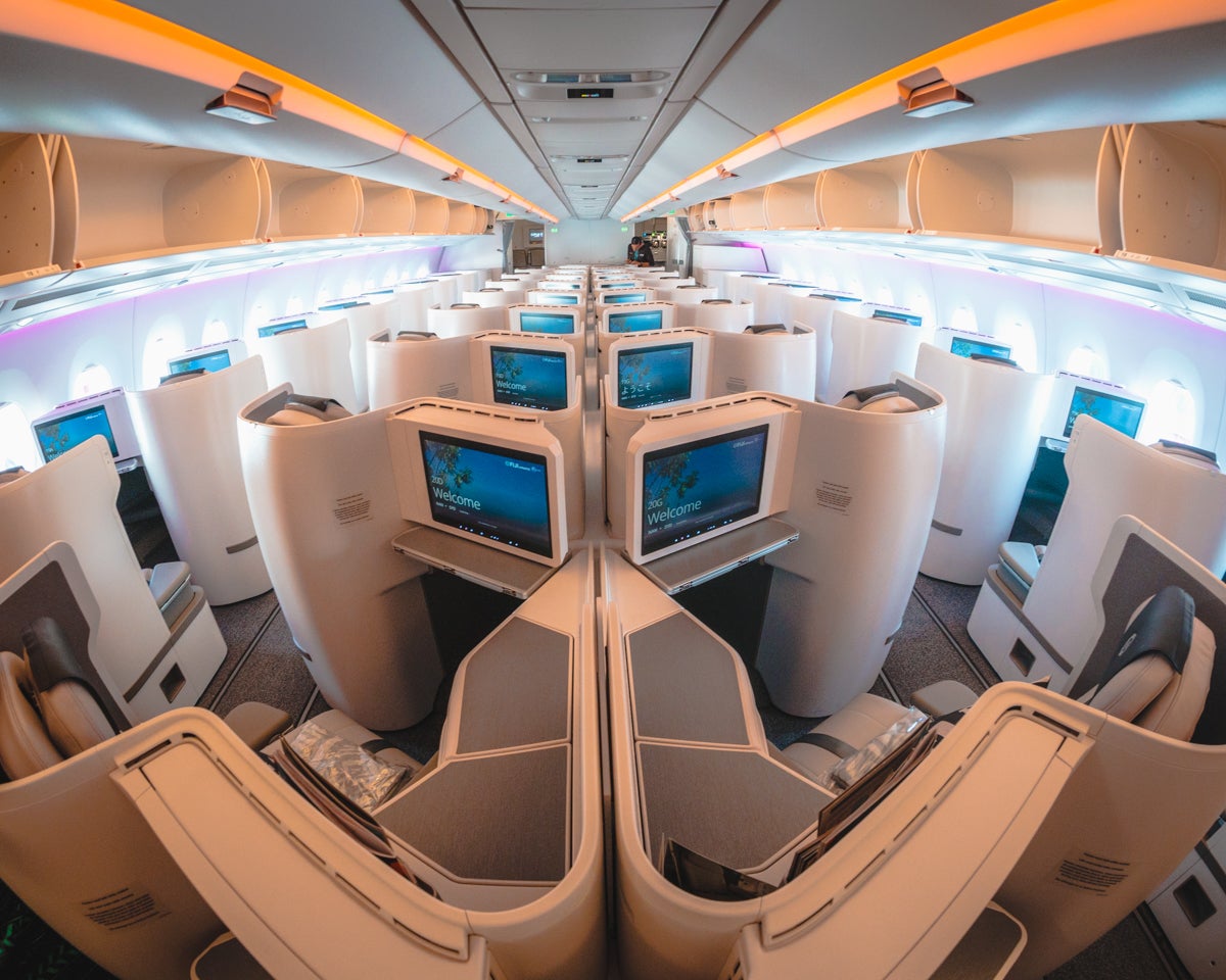 Fiji Airways Airbus A350 Business Class Cabin from Rear