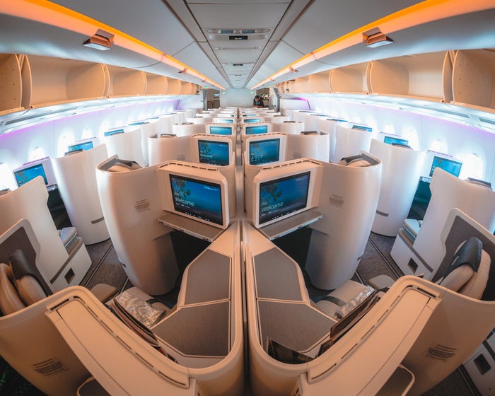Fiji Airways Airbus A350 Business Class Cabin from Rear