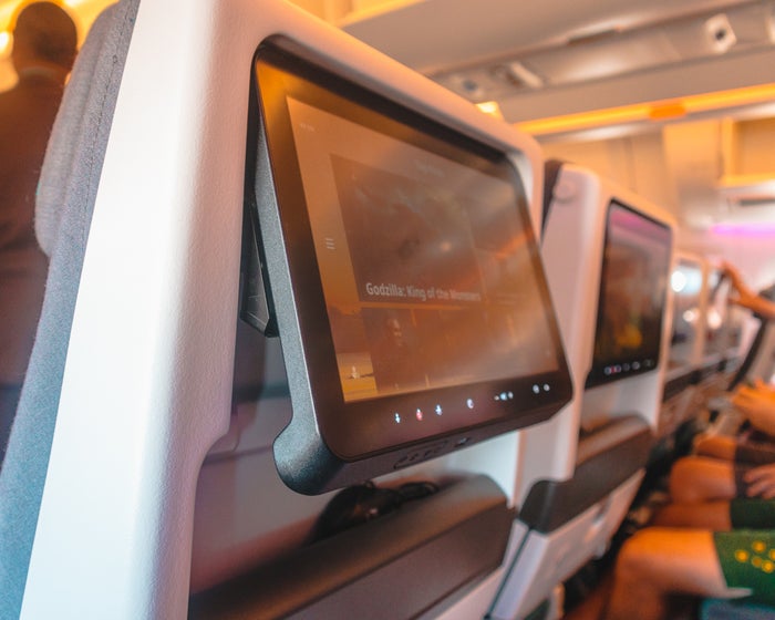 Fiji Airways Airbus A350 Economy Class IFE Angle Adjustment