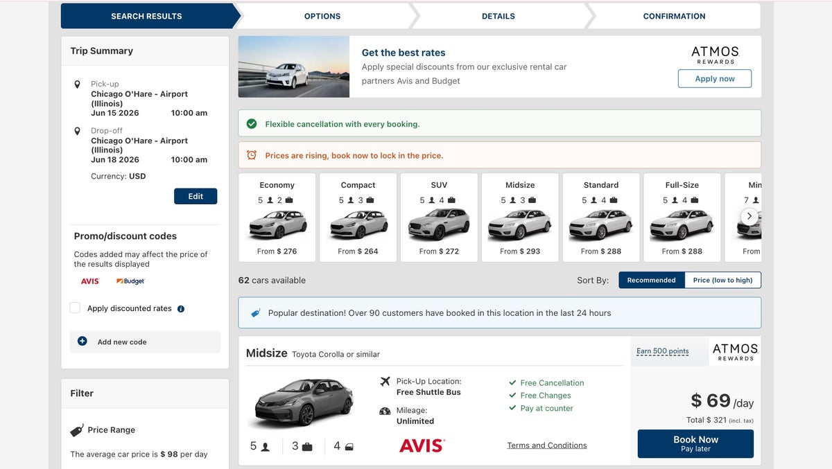 Alaska Airlines rental car portal