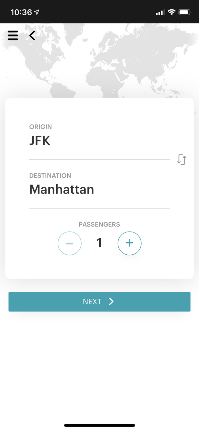 Blade Mobile App Booking Flow 1