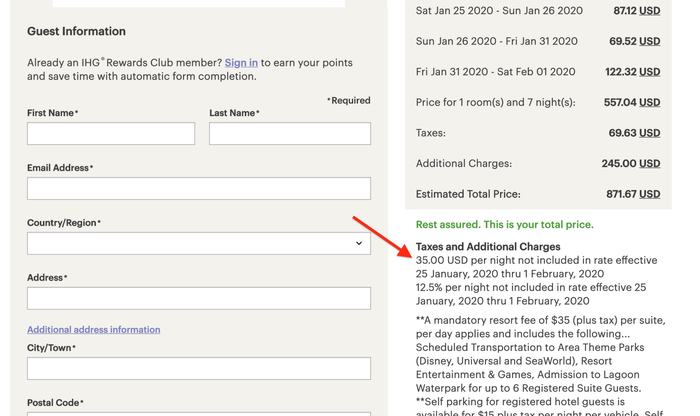 IHG resort fees