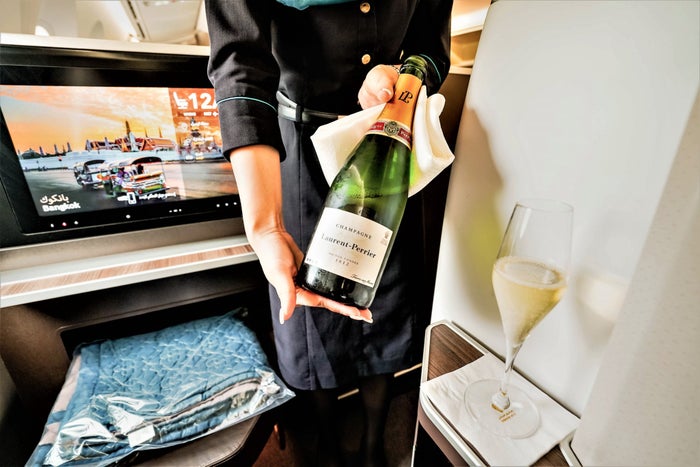 Oman Air B787-9 Business Class --- Laurent Perrier Brut Champagne