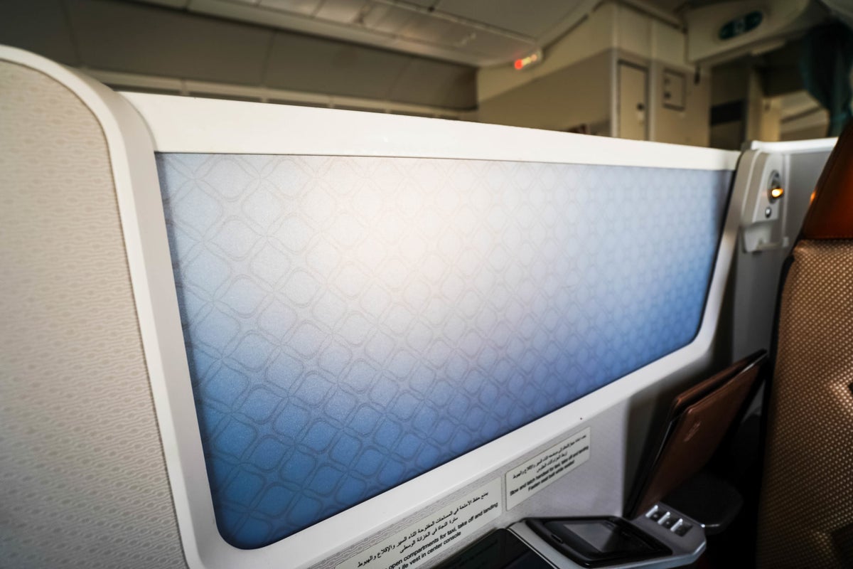 Oman Air B787-9 Business Class --- Raised Privacy Divider