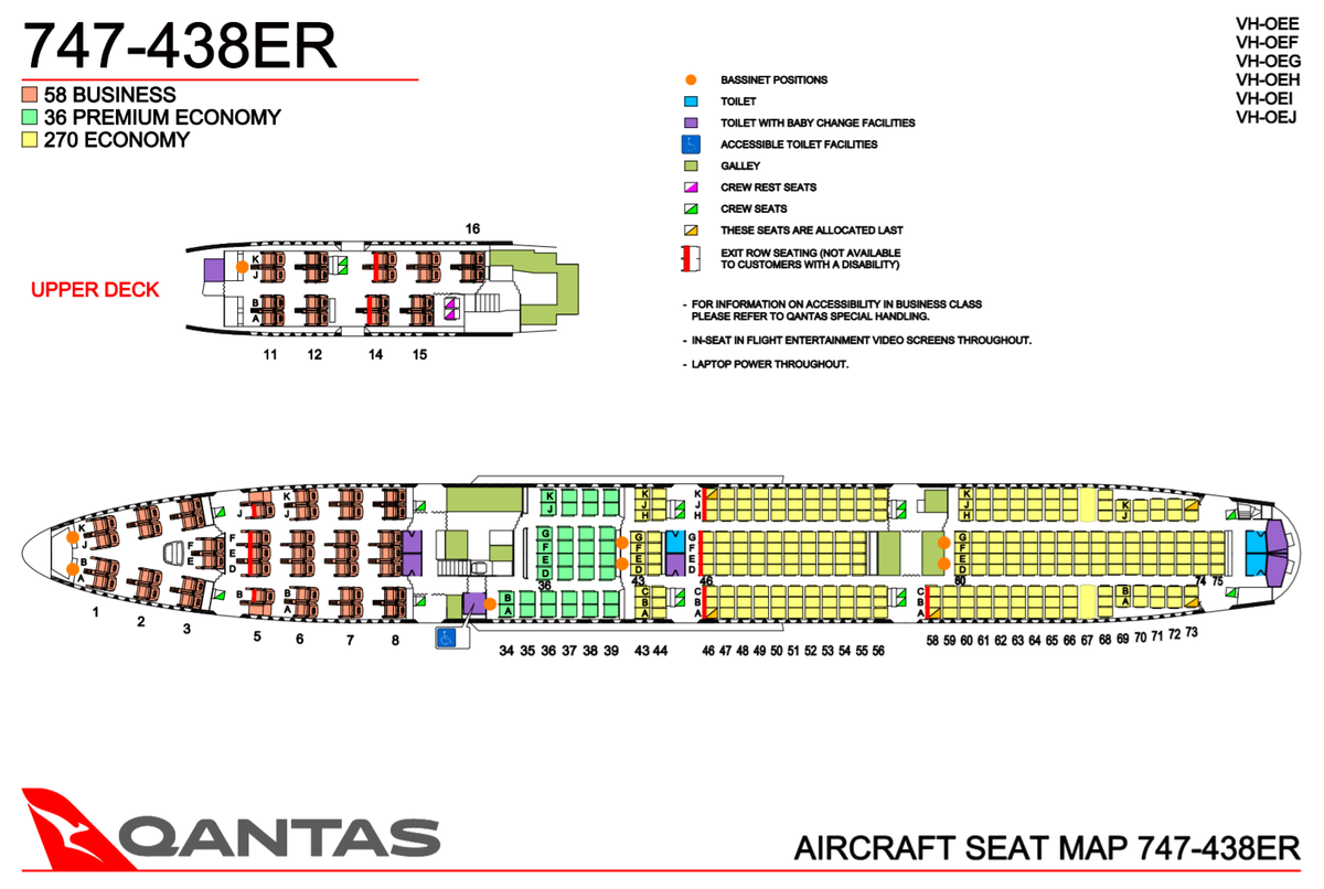 Qantas Boeing 747 Seat Map. Image Credit: Qantas