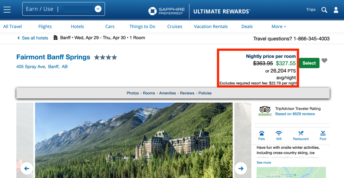 Using Chase Travel Portal To Book Fairmont Hotels