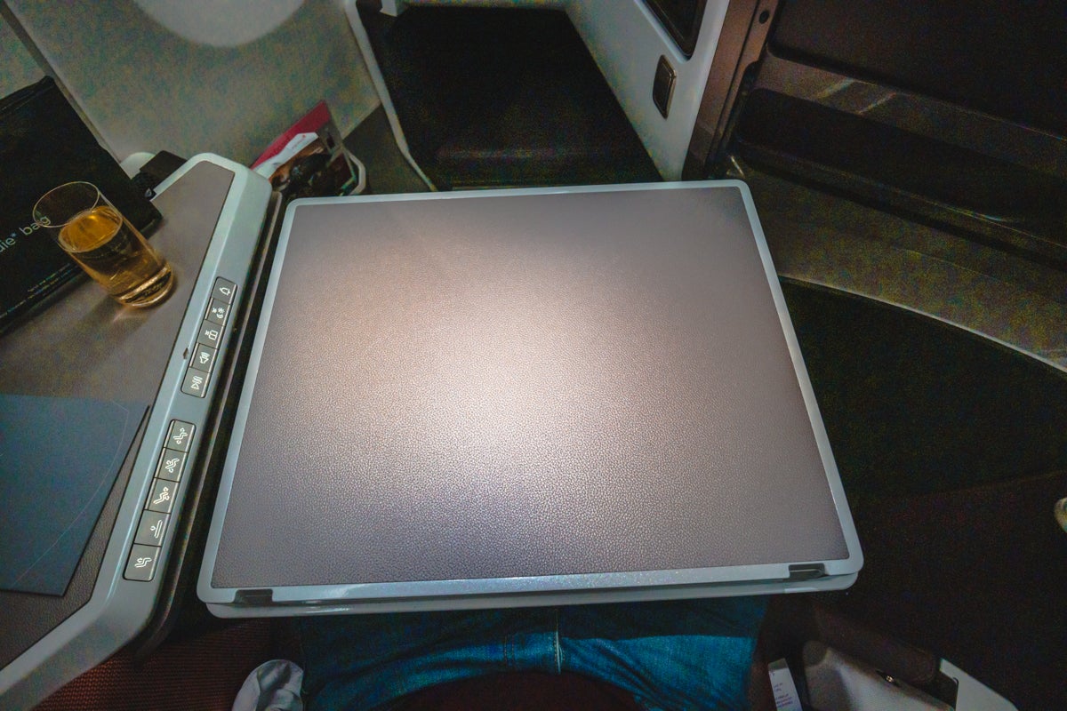 Virgin Atlantic Airbus A350 Upper Class Tray Table Swung into Place