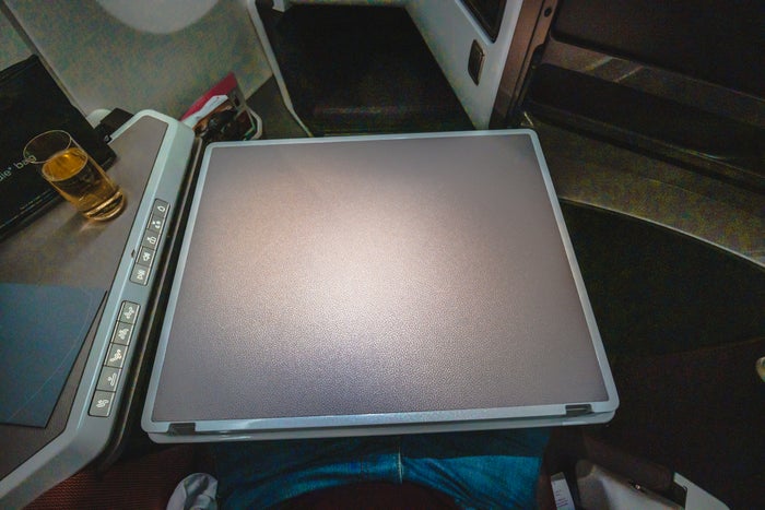 Virgin Atlantic Airbus A350 Upper Class Tray Table Swung into Place