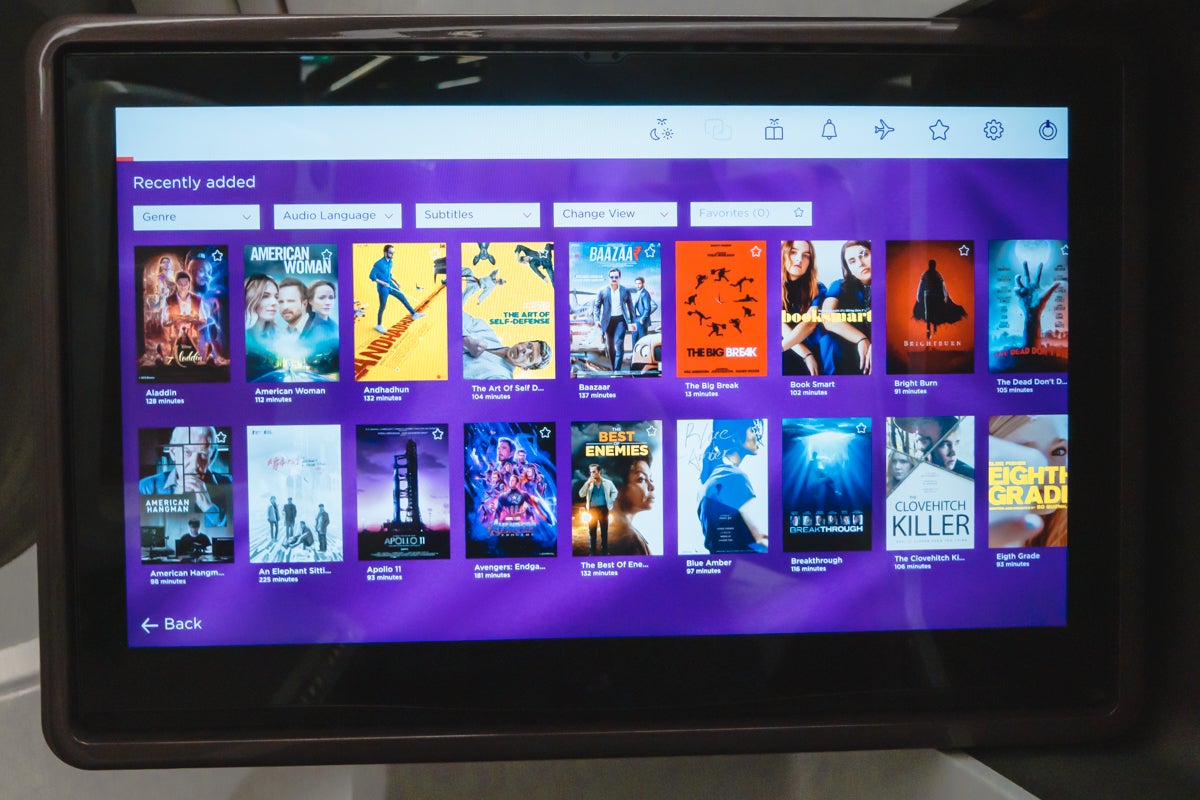 Virgin Atlantic Airbus A350 IFE Movie Selection