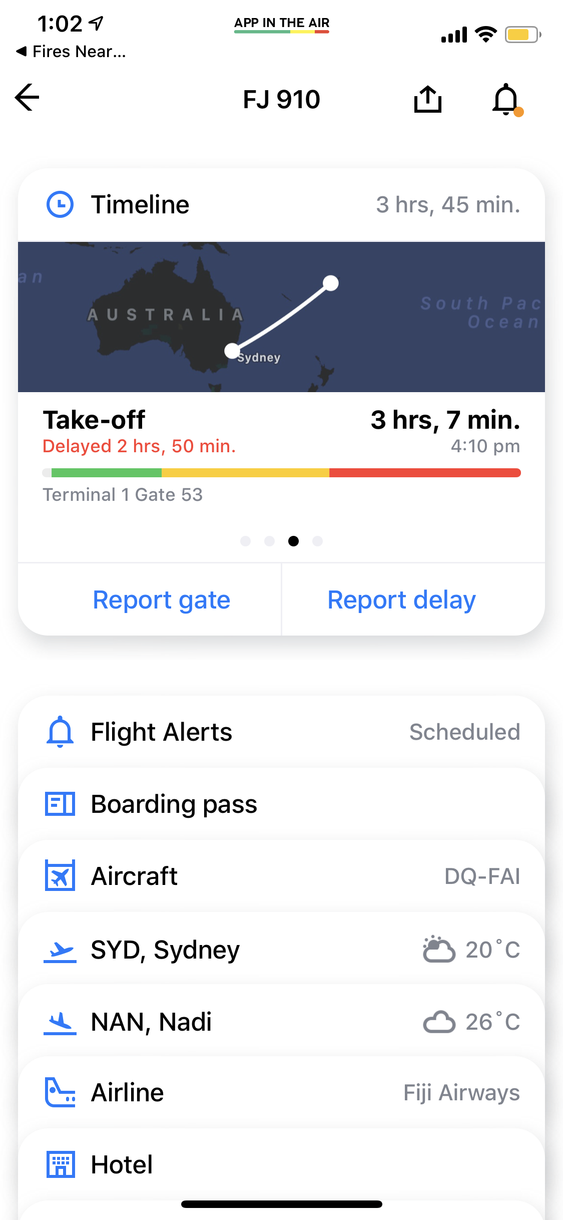 App in the Air Delay Notification