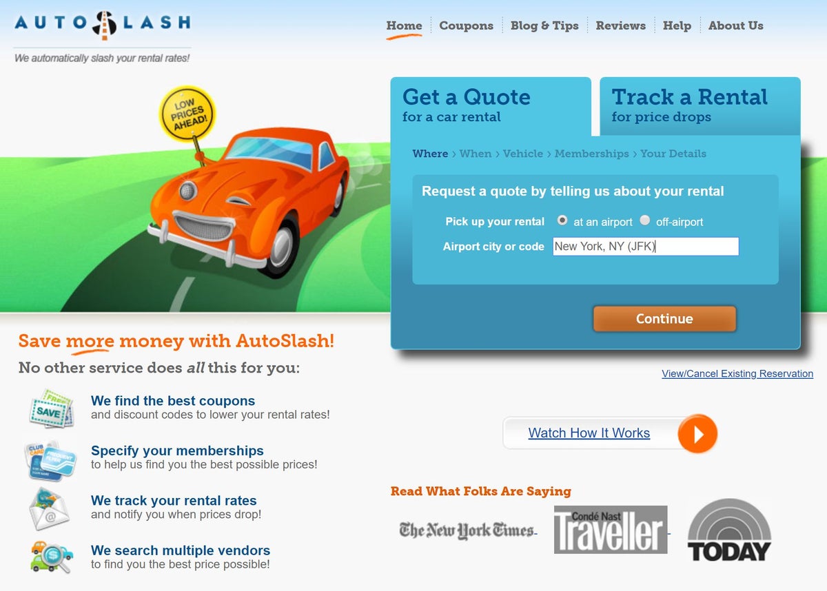 AutoSlash homepage