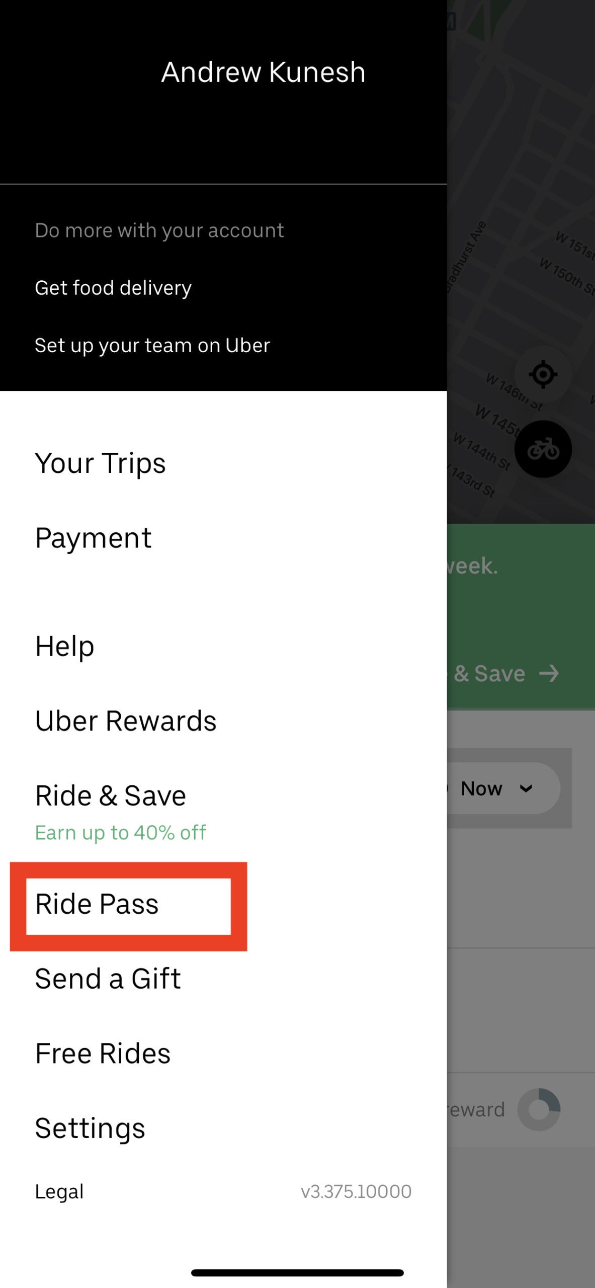 Buying an Uber Ride Pass