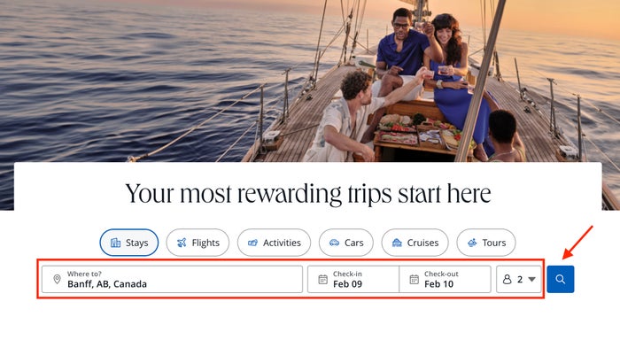 Enter Your Hotel Search Info Chase travel enter hotel info