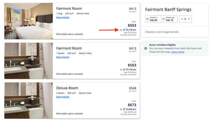 Selecting Your Room Type Chase travel select toom type