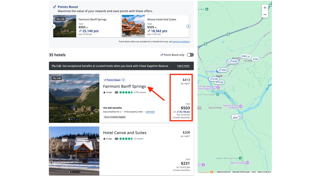 Chase travel view hotel price