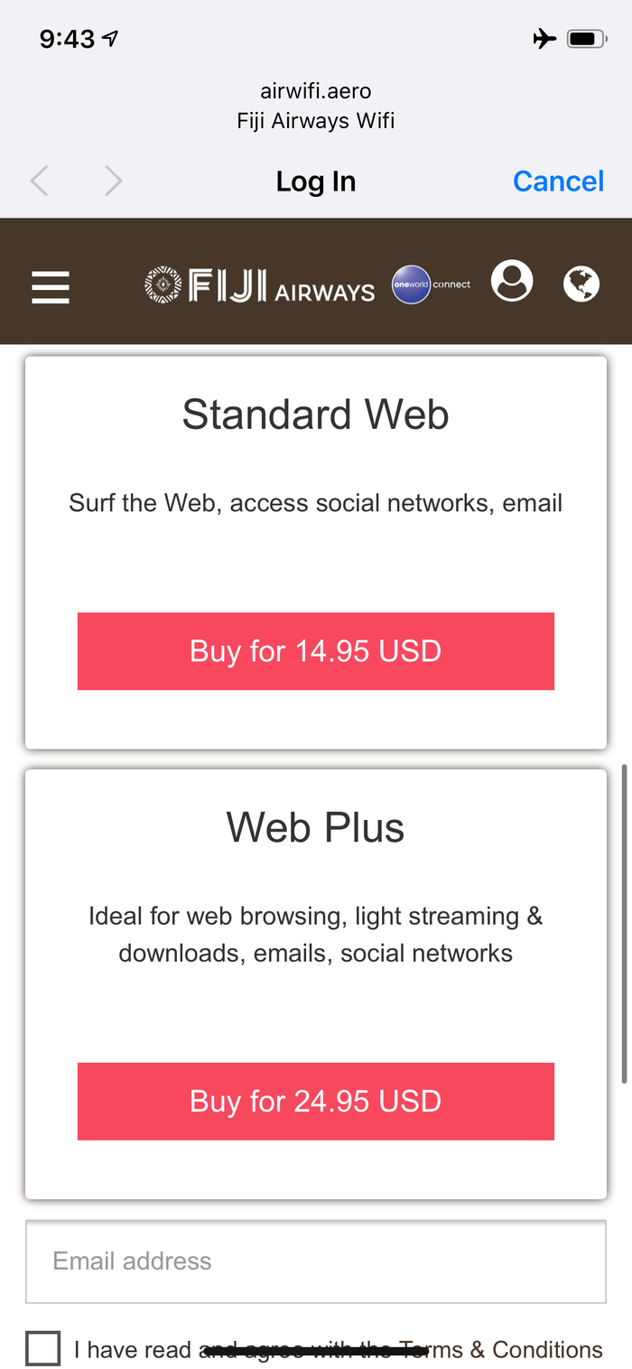 Fiji Airways Airbus A350 Wi-Fi Plans