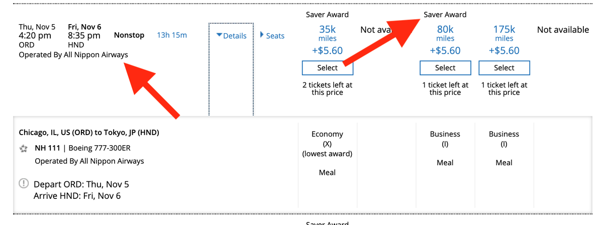 Finding ANA Award Space on United.com