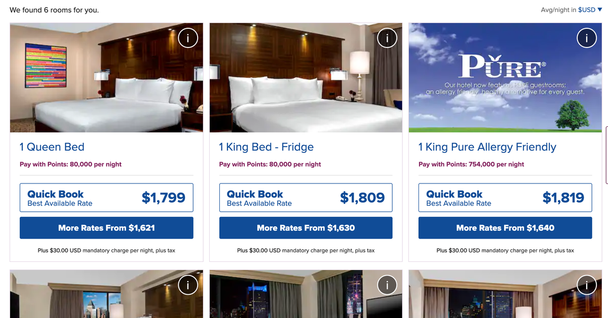 Hilton Times Square Points Options on New Years Eve