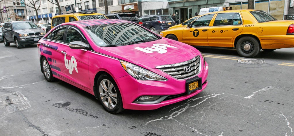 Pink Car With Lyft Branding in Manhattan