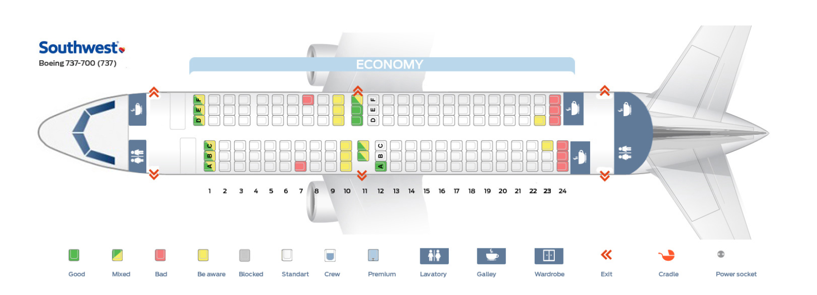 southwest airline seat map