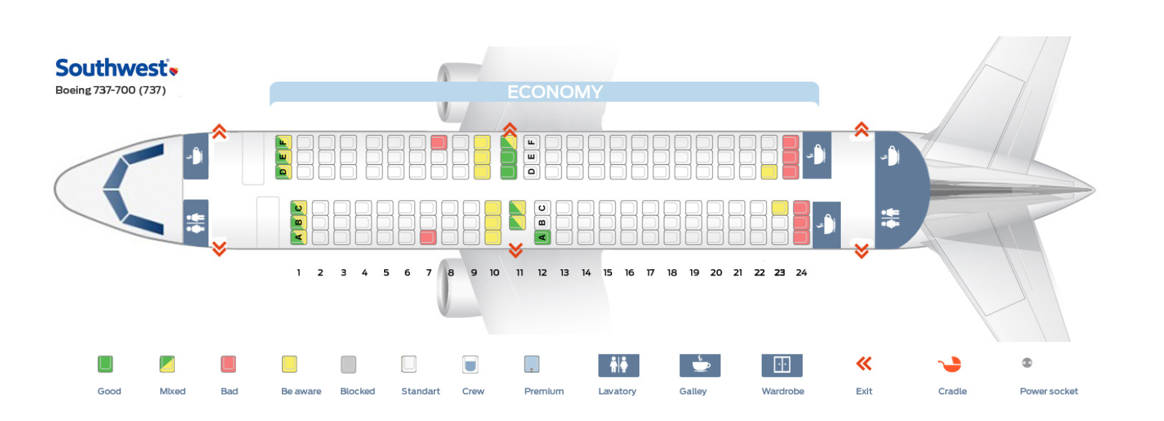 37++ Seating chart southwest airlines