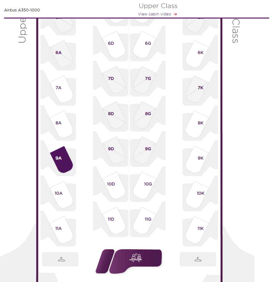 Mapa de asientos Virgin Atlantic Airbus A350