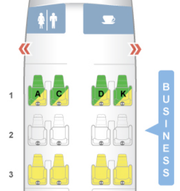 Avianca A319 business class seat map