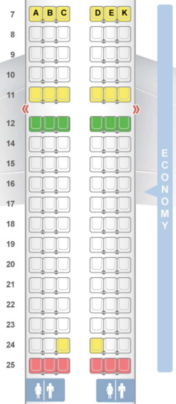 Avianca A319 economy class seat map
