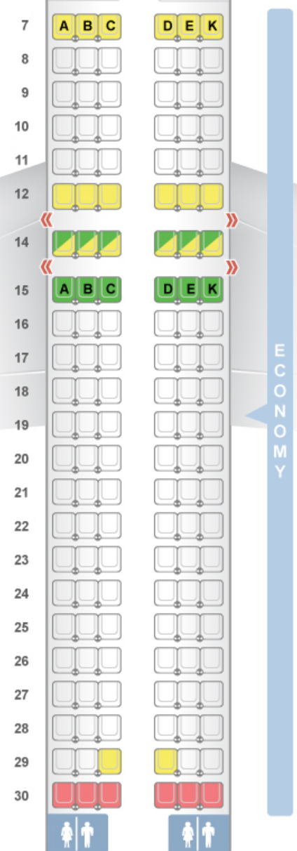 Avianca A320 economy class seat map