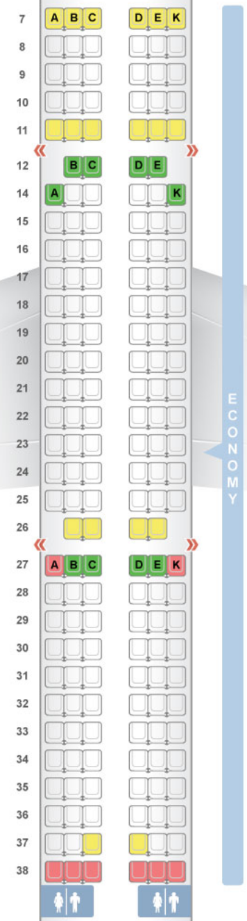 Avianca A321 economy class seat map