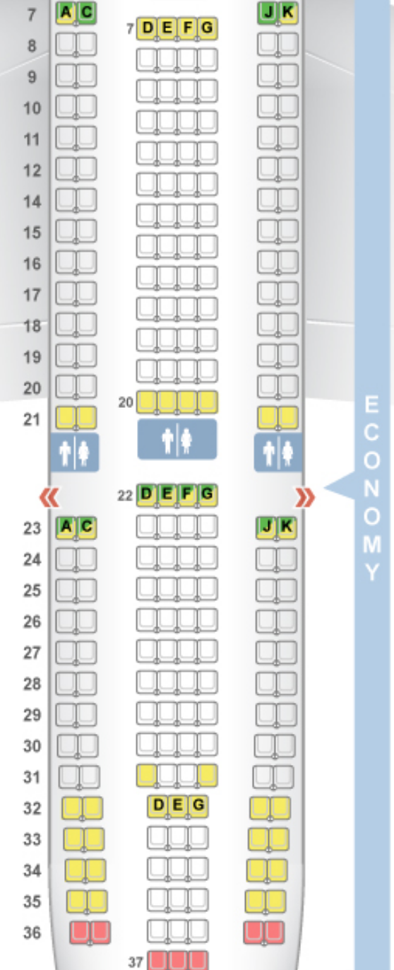 Avianca A330 200 economy class seat map