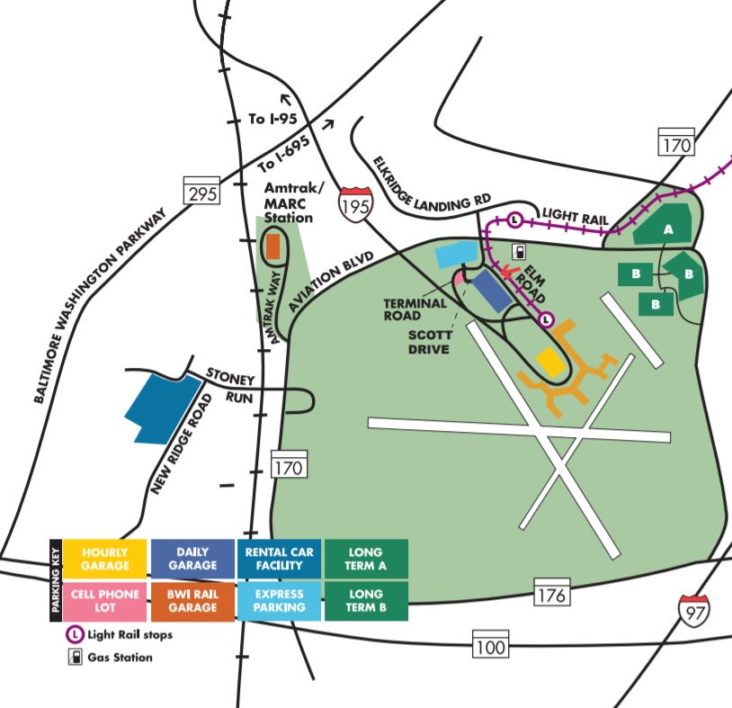 Baltimore–Washington International Airport Parking Map 1 732x708 