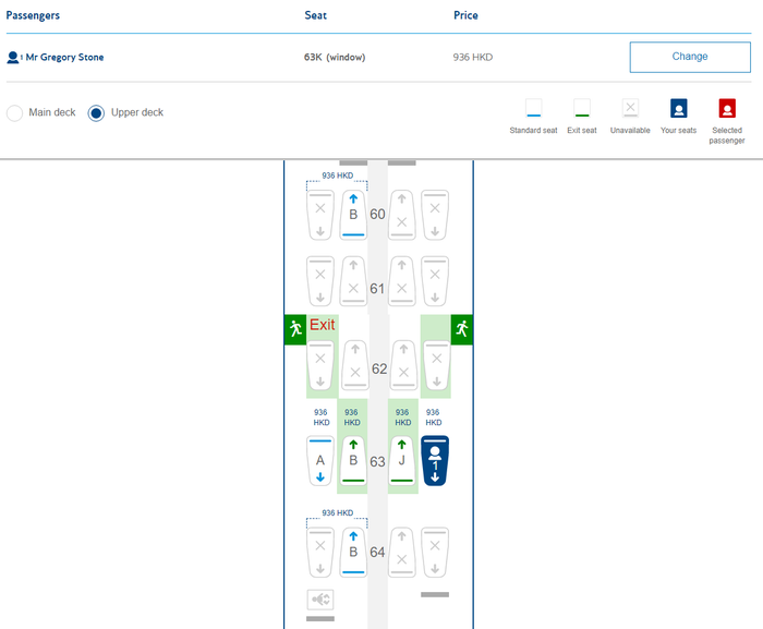 British Airways Seat Selection Charges