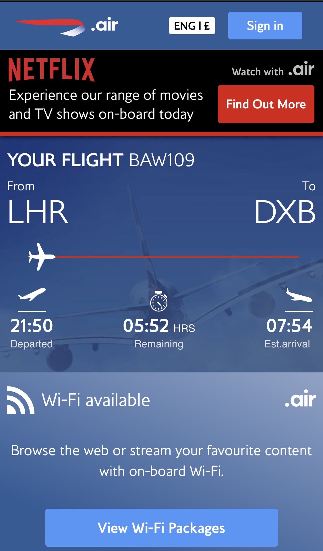British Airways Wi Fi