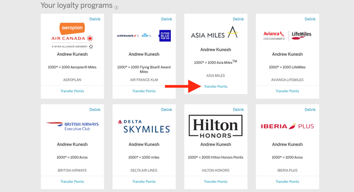 Click The Transfer Points Button Click The Transfer Points Button American Express Membership Rewards