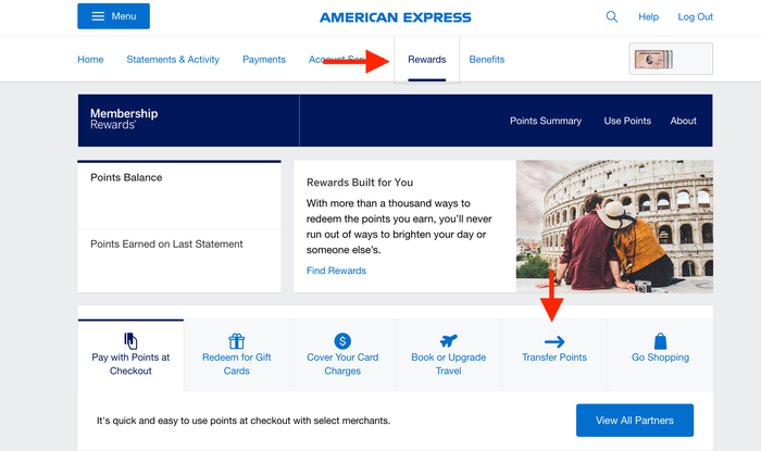 Click the Rewards and Transfer Points Buttons Click the Rewards and Transfer Points Buttons American Express Membership Rewards