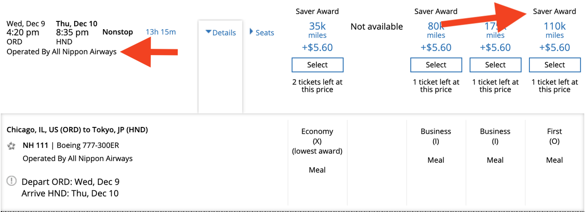 Finding ANA Award Tickets on United.com