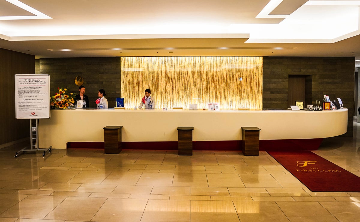 Japan Airlines First Class Lounge Reception