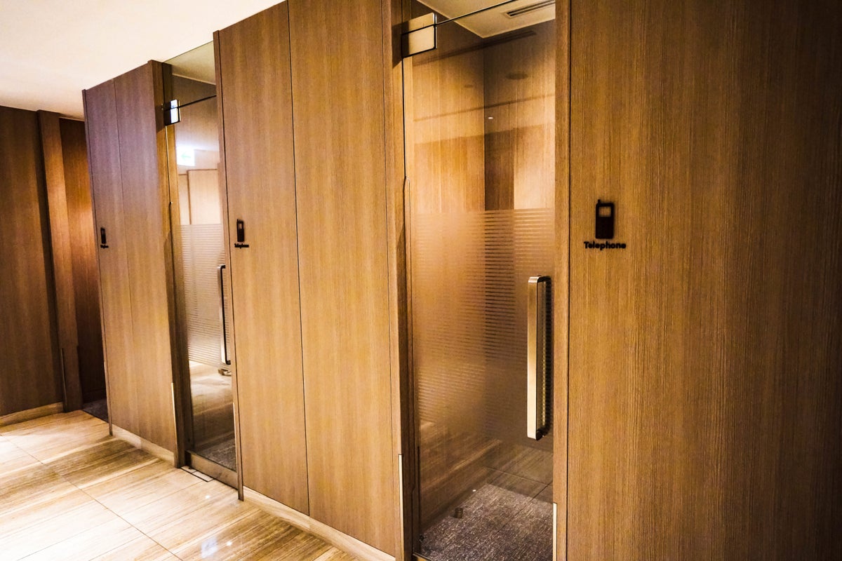 Japan Airlines First Class Lounge Telephone booths