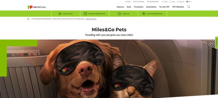 TAP Air Portugal MilesGo Pets