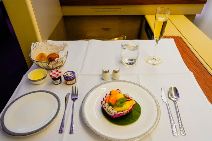 Thai Airways Boeing 747 400 First Class Breakfast